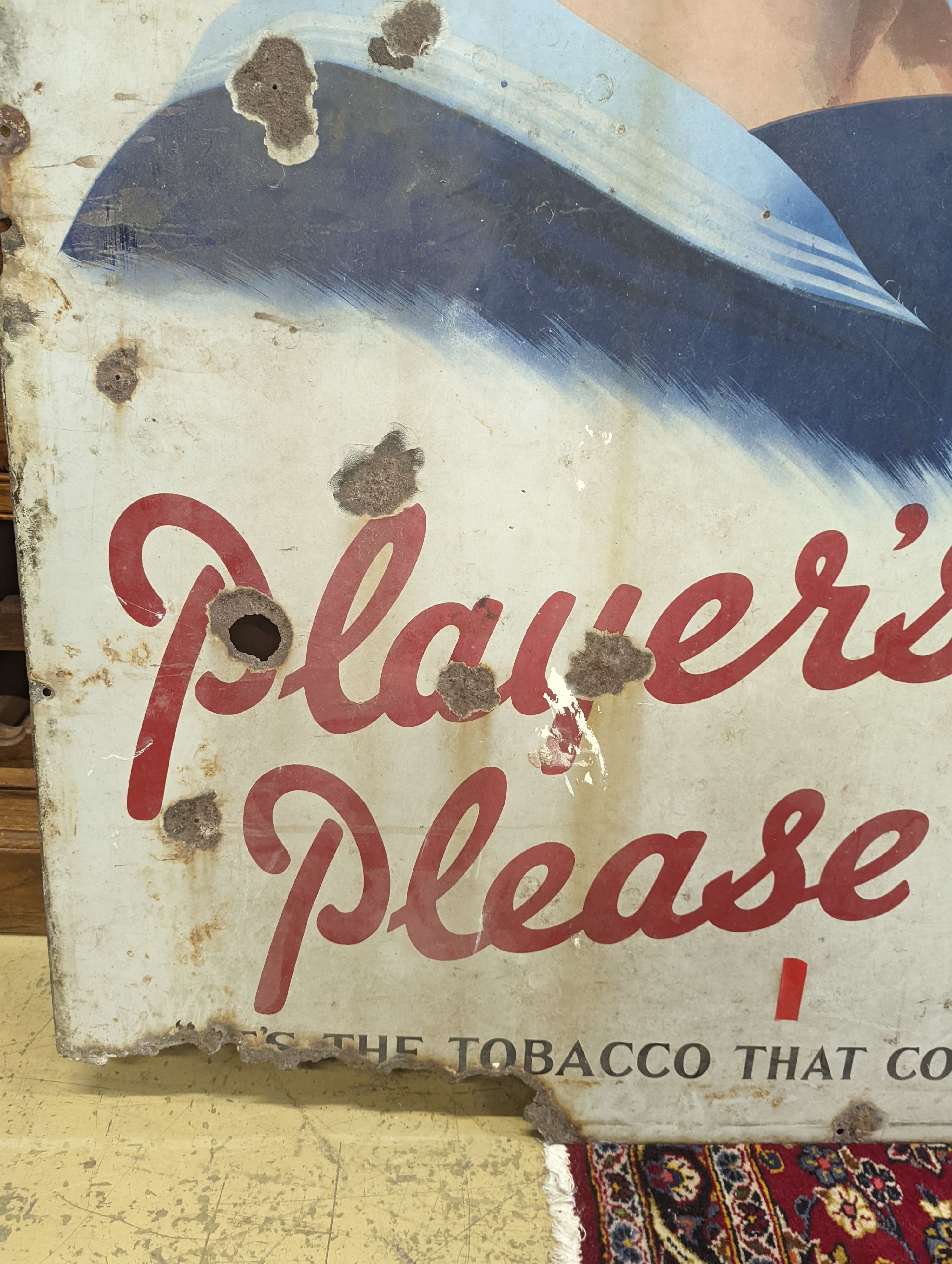 A large enamel advertising sign, 'Player's Please', length 97cm, height 148cm